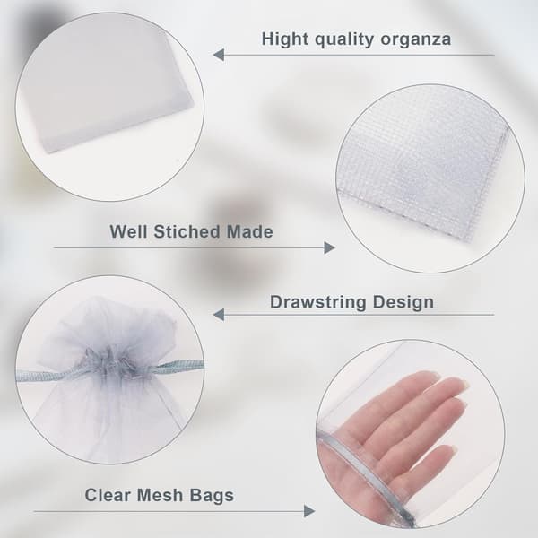 Vit organza presentpåse - 7x9cm liten organza presentpåse, 50-pack bröllopssmyckespåse - bröllop, jul grey