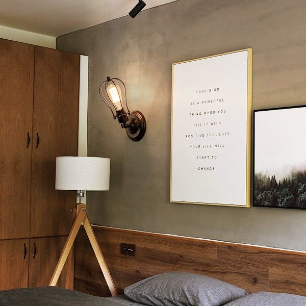 Retro vegglampe, industriell belysning, justerbar base, rusten w