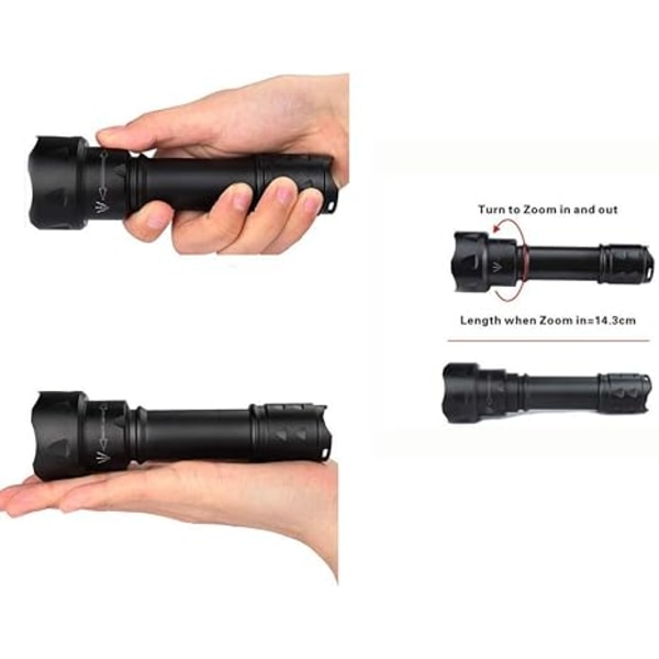 Infraröd belysning LED single mode 38mm zoom långdistans infraröd ficklampa mörkerseende vattentät jaktficklampa T20/uppgraderad silikon råttsvans