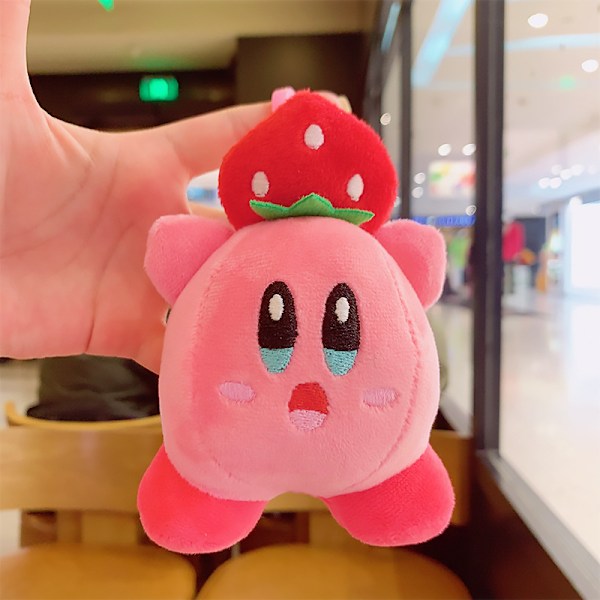 Sarjakuva Kuromi -nukke koululaukun riipus nukke pehmolelu pari avaimenperä laukun riipus New Plush Kirby-Strawberry 11cm (with keychain)