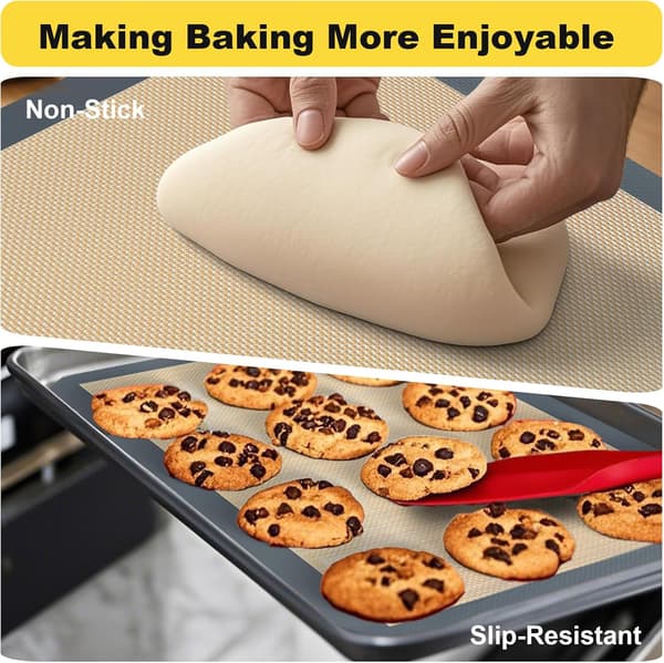 Silikone Bagemåtte Sæt Med 2 Non-Stick Genanvendelige Bageplader Til Småkager Brød Macarons 41,9 X 29,5 cm Mørkegrå