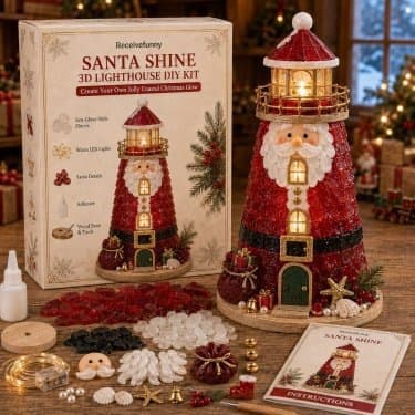 Bærbart DIY-julefigurssæt med lys til juledekoration Christmas Lighthouse DIY Kit - Tree