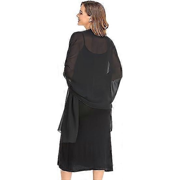 Sort Sjal og Slør Aften Chiffon Elegant Blødt Silkeslør Bryllup Foulard Mariage