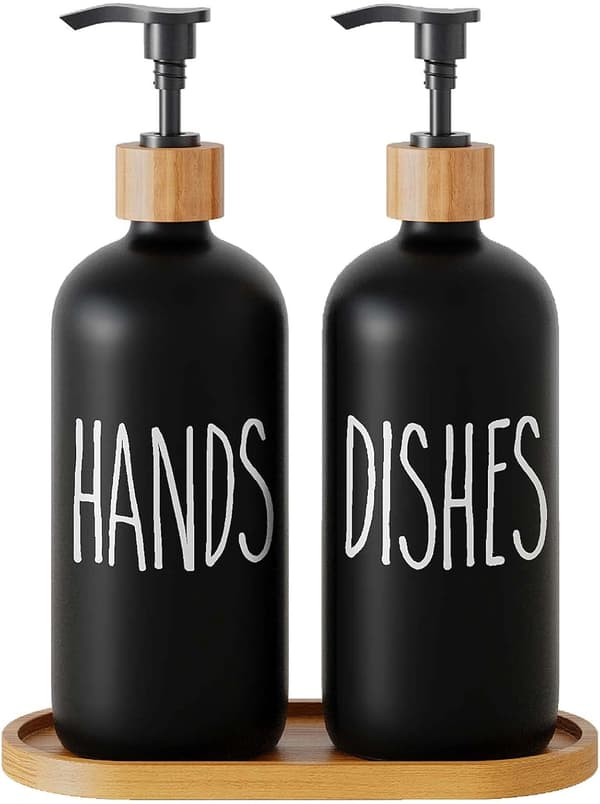 Påfyllningsbar Handpump 2-pack 500ML 21x7cm Svart med Pall Ingår