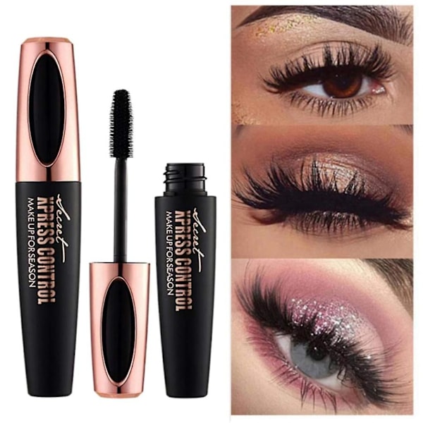 Mascara lavet af 4D silkefibre for vandfast, luksuriøs længere, tykkere, fyldigere vipper og naturligt udseende vippe extensions, 2 stk.