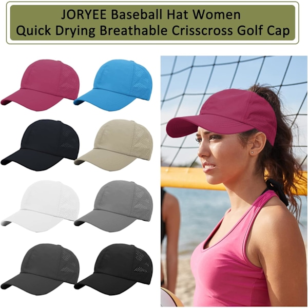 Baseballkasket til damer - Ponytail Solhat Hurtigtørrende Løbe Kasket Dame Golfkasketter Kryds Justerbare Truckerhatte til Kvinder Piger{HH} DarkPink One Size