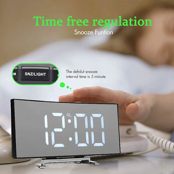 Digital Väckarklocka för Sängbord, LED-Väckarklocka med Display, Nattlampa, USB-Laddningsport, för Sovrum, Röd