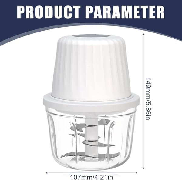 USB Genopladelig Elektrisk Mini Madhakker 400ml - 6-Bladet Bærbar Processor - Trådløs Mini Blender til Hvidløg Løg Urter Babymad