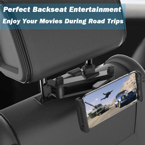 Foldbar bil nakkestøtte telefon/iPad holder 360° drejelig
