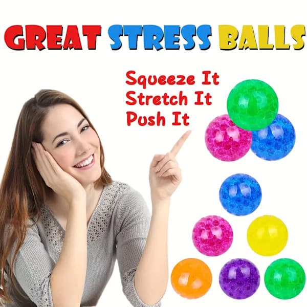 10-pack Stressbollar med färgglada vattenpärlor