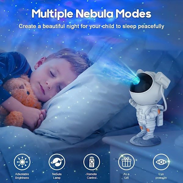 Astronaut Galaxy Stjerneprojektor Stjernenattlys, Astronaut Lysprojektor med Nebula, Timer og Fjernkontroll, Beste Gave til Barn og Voksne