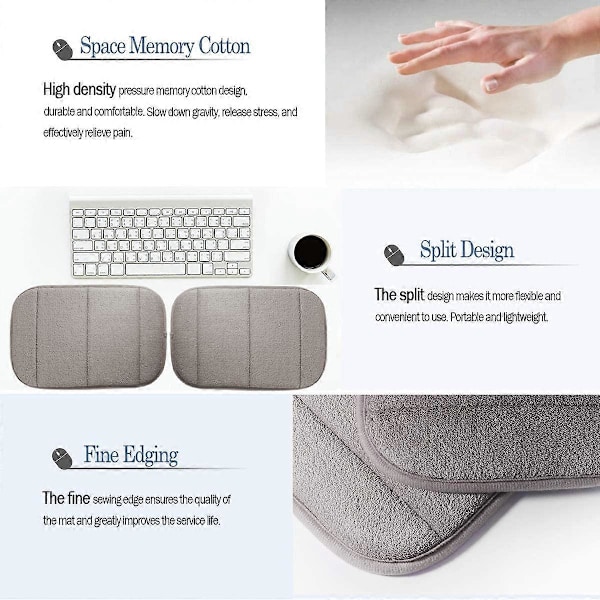 2-pakning Bærbar Albue- og Håndleddsstøtte for Datamaskin, Premium Memory Foam Skrivebordsstøtte for Tastatur (20 x 30 cm)
