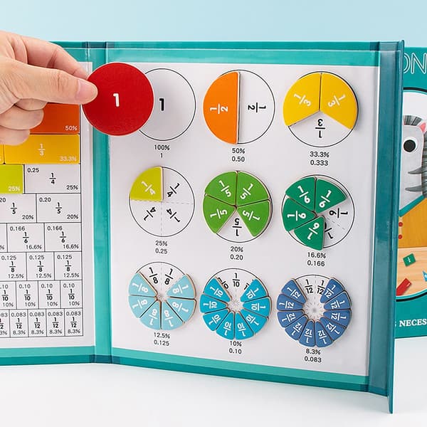 Brøk Matematikbog til Børn Træ Magnetisk Puslespil Matematik Legetøj