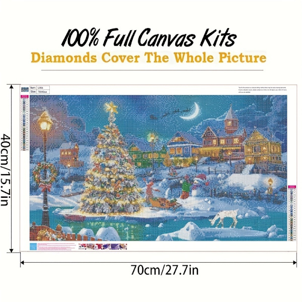 5D DIY Tekotimanttisetti Aikuisten Aloittelijoille, Jouluinen Lumimaisema Kuvio Timanttitaide Kotiseinän Koristeluun ja Lahjaksi 70x40cm 70X40cm/27.7x15.7Inch