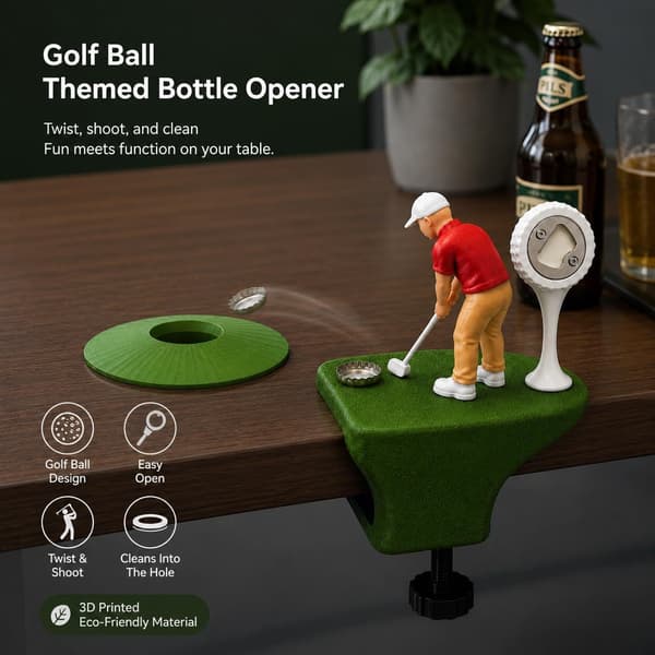 Golfbold-tema flaskeåbner Unik gave til golfelskere Golf ball themed bottle opener