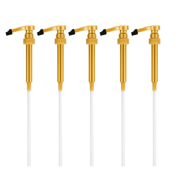 Sirup Pumpedispenser 5 Stk. 28-400, Plastik Sauceflaske Trykhoved til Ketchup, Guld