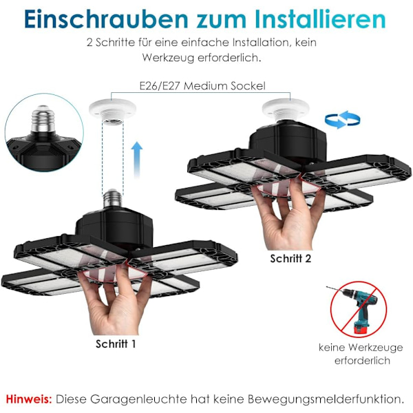 200W LED Työpajavalaisin Autotallivalaistus 1 kpl - 20000LM 6500K
