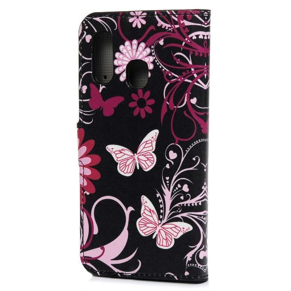 Wallet Case Samsung Galaxy A40 - Sort med Sommerfugle