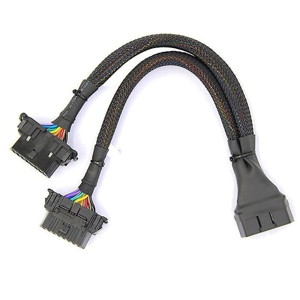 2 i 1 OBD2 Förlängningskabel OBDII Hane till 2 Hona Splitter Bil Dator Kontakt Konverteringsplugg-WELLNGS