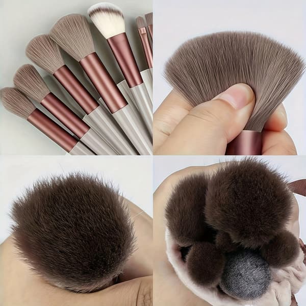 13 stk. Professionelt Makeup Børstesæt med Bløde Børstehår til Øjenskygge, Foundation og Blush Påføring Polychromatic