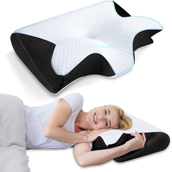 Ortopedisk Nackkudde Memory Foam Sovkudde för Nack- och Ryggsmärta svart black