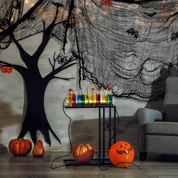 4 Halloween uhyggelige klude - 76*183cm, dekorativt net - til hjemsøgt hus, fest, have - sort