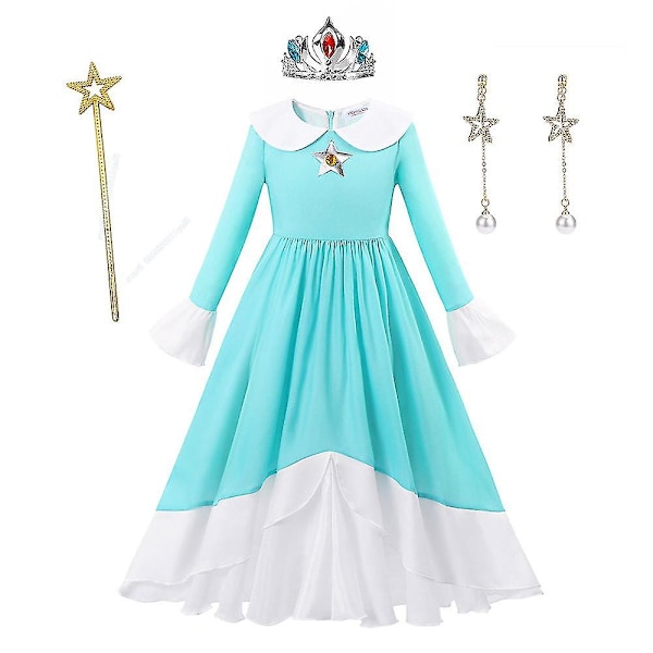 Spil Rollespil Peach Prinsesse Kjole til Piger Daisy Rosalina Cosplay Kostume Comic Con Børn Peach Gallakjole Halloween Party Robe 130cm