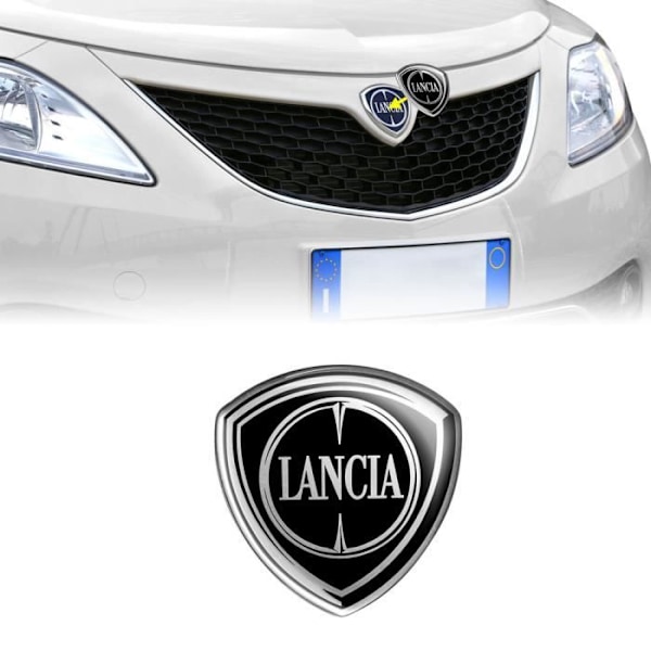 3D-sticker - Lancia - Ypsilon - Svart - 58 x 60 mm - Officiellt tillverkad i Italien