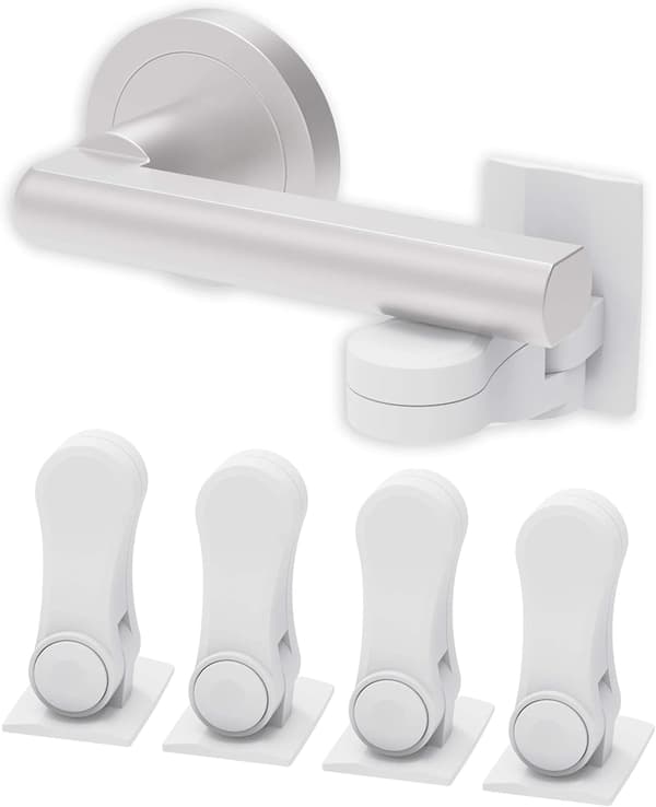 Barnsäkert Dörrknopplås 4-pack - Dörrknopplås - 3M-lim - Minimalistisk design - Ingen borrning behövs Barnsäkert dörrknopplås