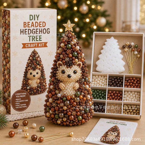 DIY-sett med perlede juletrefigurer med dyr for barn og voksne penguin