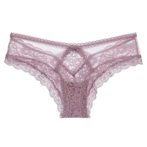 Women's Lace Panties, 2-Pack T-Back Low Waist Transparent Purple