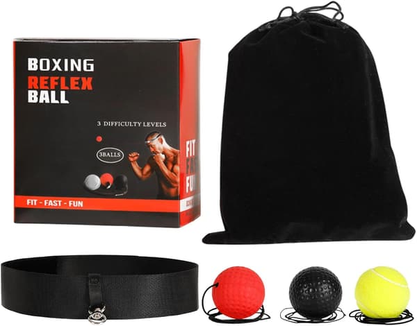 Justerbart Pannband Boxning Reflexboll Set Med 3 Bollar För Snabbhetsträning Nybörjare Inbunden Stansutrustning