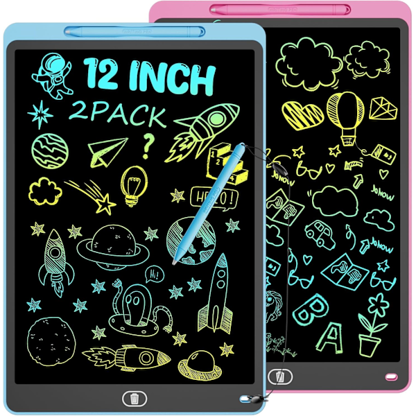 Fargerikt LCD Skrivebrett, 30cm Øyebeskyttende Tegnebrett, Reisegave{HH} Blue, Pink