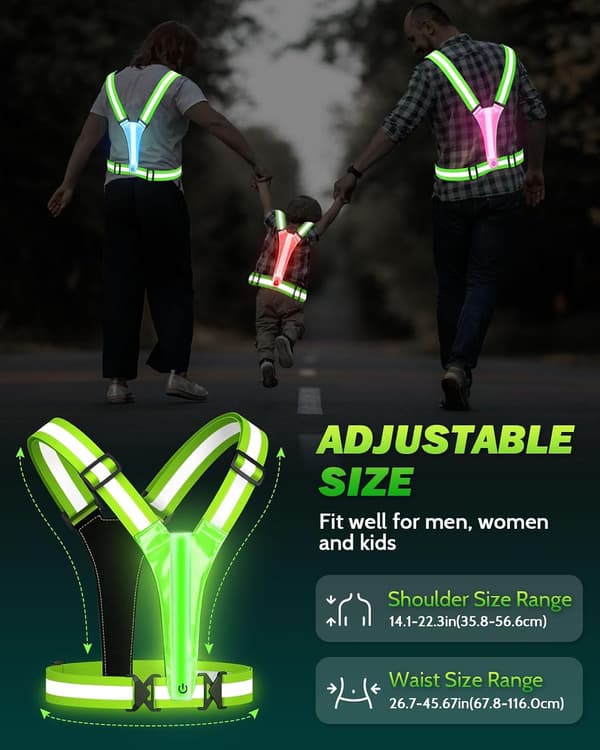 Reflekterende LED Løpevest Med Lys For Menn Kvinner Sikkerhet Synlighet Nattjogging