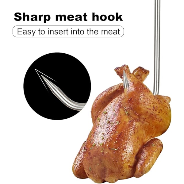 20 stk. kjøttkroker, 22 cm kjøttkroker i rustfritt stål, kraftige S-kroker kjøttkroker for slakting, røyking, svin, kylling, fisk