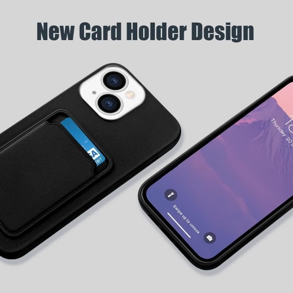 CQBB iPhone 13 (6,1 tum) skal, korthållare för iPhone 13 + skärmskydd, kortplats designad för iPhone 13 mobilskal svart{HH}