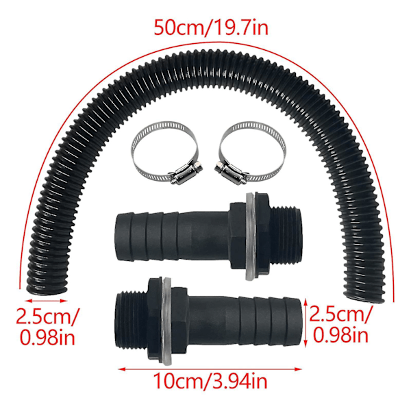 Regnvannstilkoblingssett for vanntilkobling med slangekobling 100 cm tilkoblingsslange for regntønner Regnvannstilkoblingssett -xx_ca{hh}