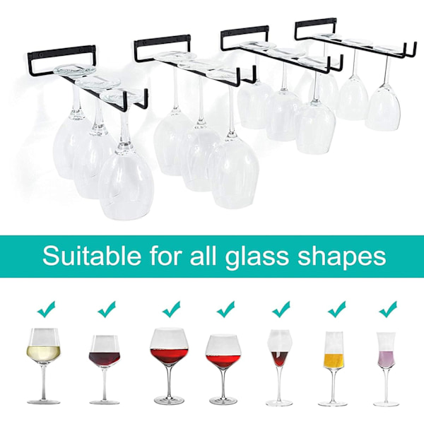 Vinglassholder, 4 Stk Metall Hengende Vinglassholder Glass