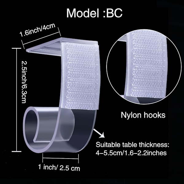 25 Stk. Bordkirtelclips SMC Model Plastik Bordduksclips 3,8-5,1 cm med Velcro til Møder Fester Indendørs Udendørs Begivenheder