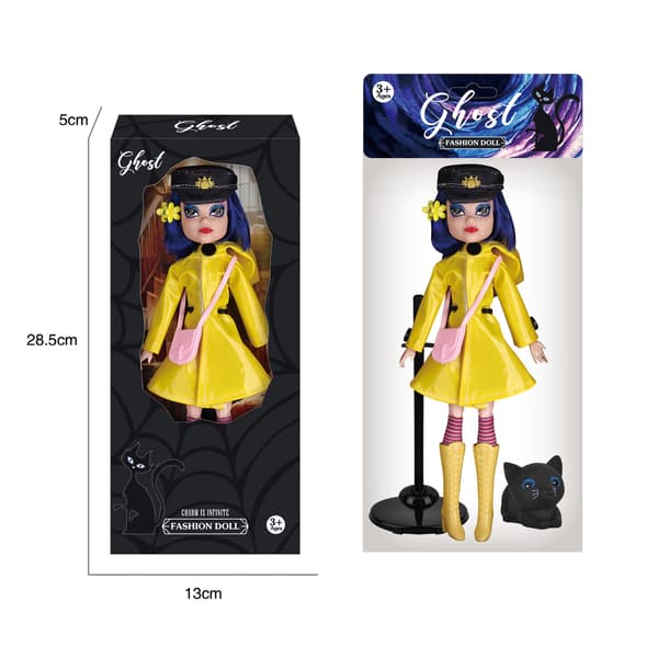 Coraline Docka Pyjamas och Regnrock 2-i-1 Set (cat + stand) bag