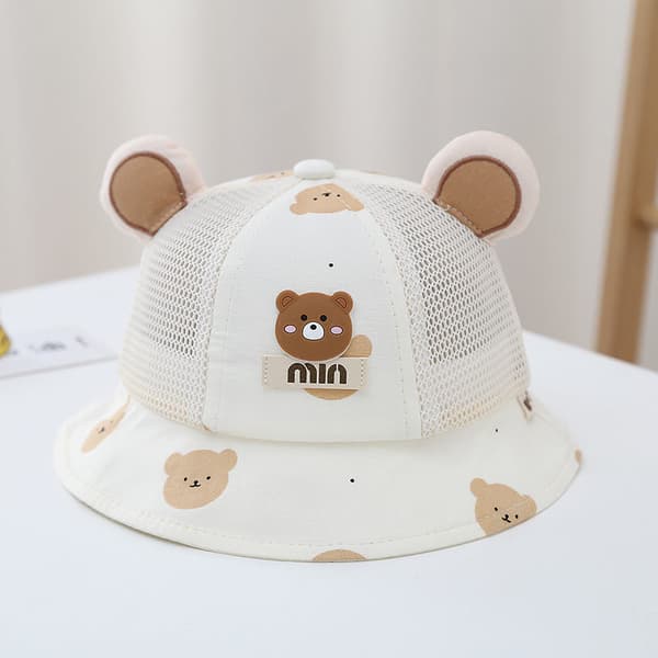 Koreansk stil børne bjørnefiskerhat, forår og sommer yellow 48cm