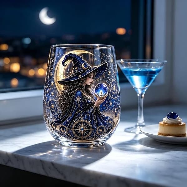 Fantasy Vin Häxa Glas Tekopp Unik Dryckesvara Magic Witch