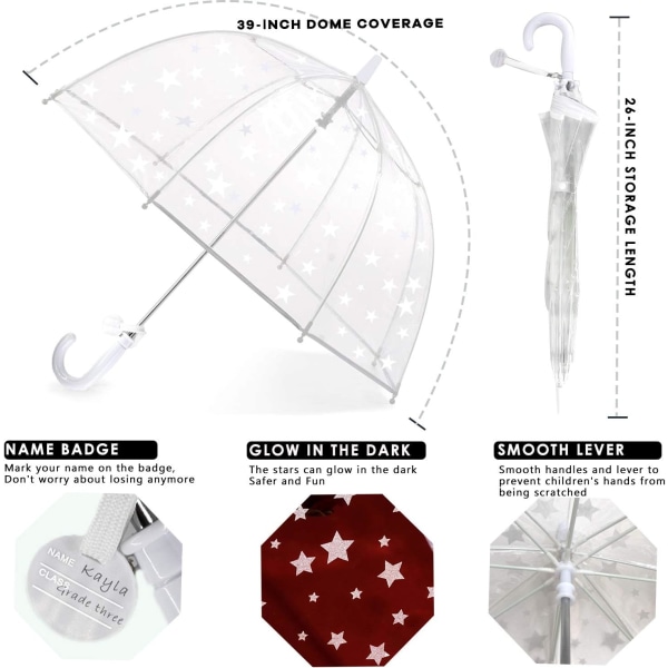 Genomskinligt barnparaply, lätt att hålla, kupolbubbelparaply, vindtätt, passande