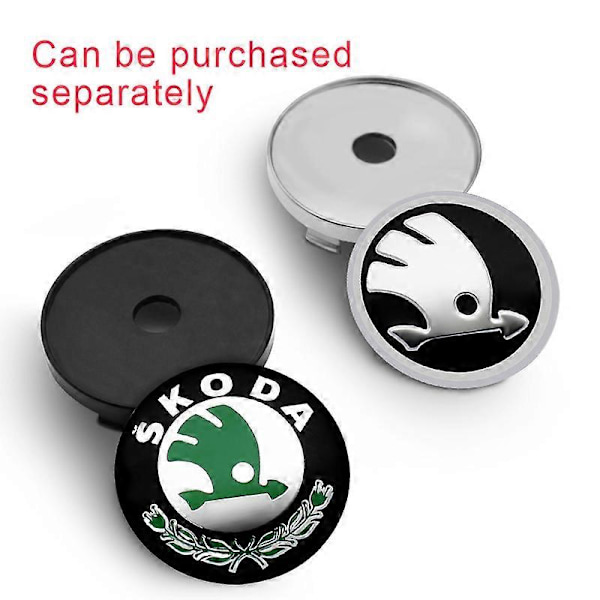 st 56mm 60mm Auton Pyörän Keskikuppi Vanteen Suojus Emblem Tarra Lisätarvikkeet Skoda Rapid Octavia Fabia Superb Kodiaq Kamiq 56MM green