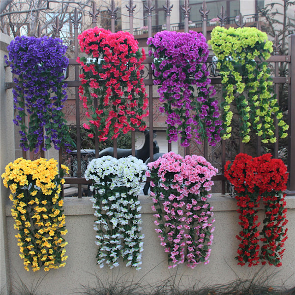 Livfull Konstgjord Hängande Orkidébukett Siden Lång Hängande Buske Blommor Snöre Bröllopsfest Heminredning Blue