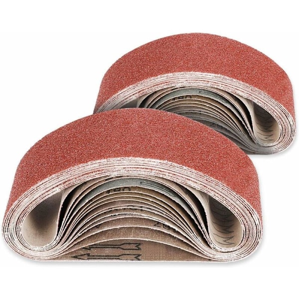 26 stk. slibebånd, 75X533mm stofslibebånd 40/60/80/120/180/240 blandede kornstørrelser til båndsliber og slibemaskine (aluminiumoxid)
