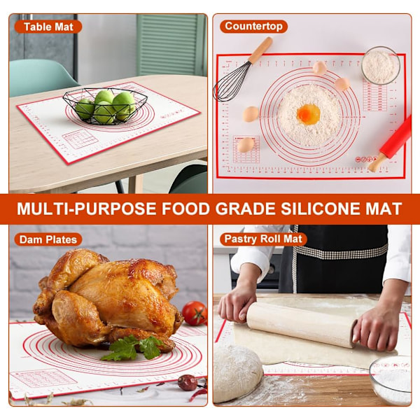 Non-stick kavel, 70×50cm silikonkavel, halkfri silikonbakmatta, matplatta, kakmatta, kakmatta, kaka/pizzamatta 70*50CM - red
