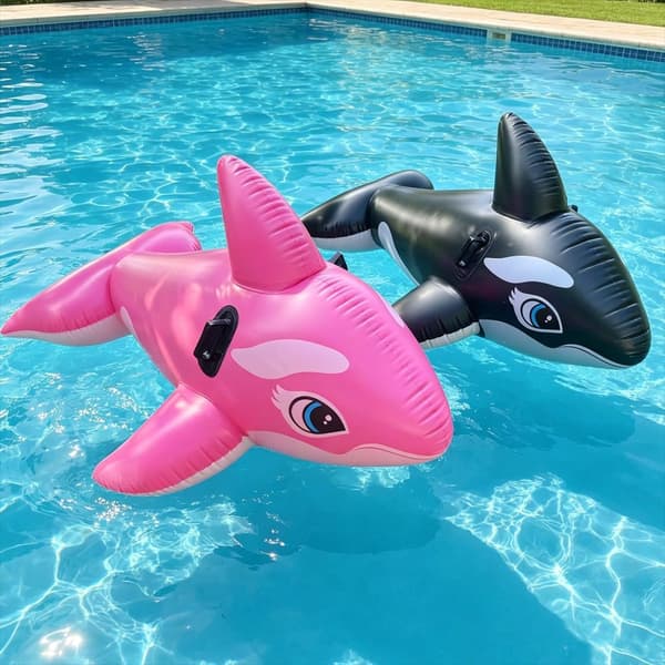PVC oppustelig sort hval, delfin pool dyreridelegetøj, black [Dimensions]: 193*119*80CM