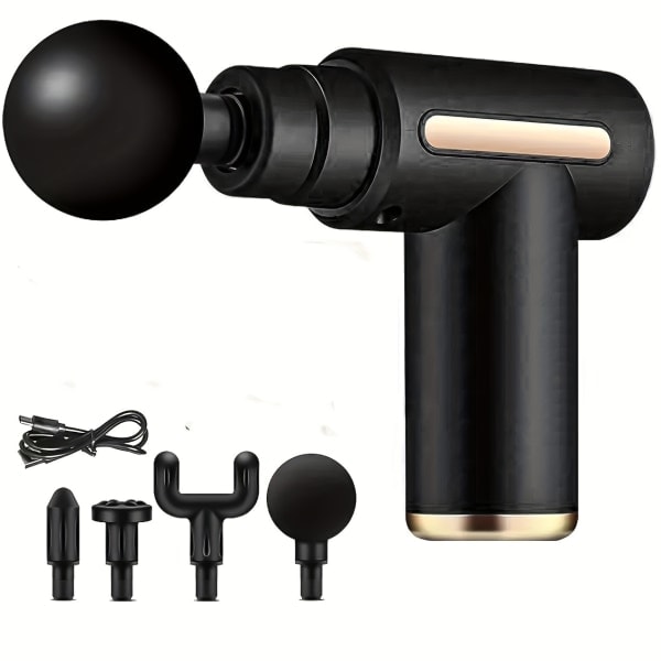 Kraftfull Professionell Percussion Gym Sport Muskel Djupvävnad Fascia Gun Nacke Rygg Muskel Djup Vibration Fickmassagepistol för Kontorsgåvor Black