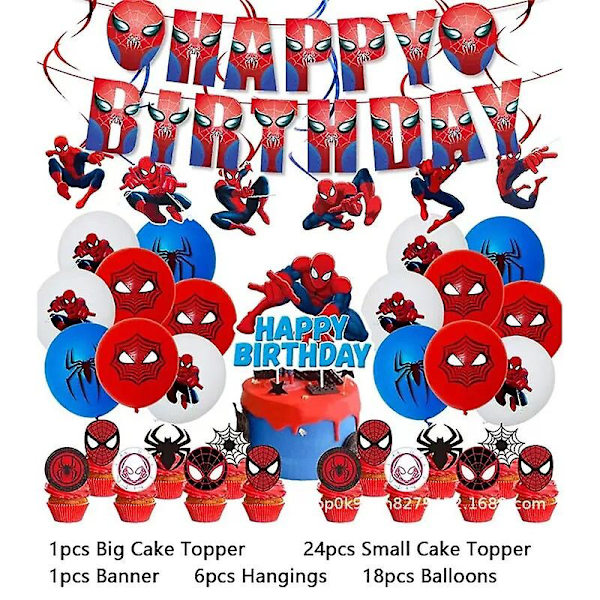 Uusi Spiderman-syntymäpäiväjuhlan koriste Punainen supersankari Spiderman-teema Pöytäastiat Kuppi Lautanen Tausta Ilmapallo Tarvikkeet Lapsille Pojalle